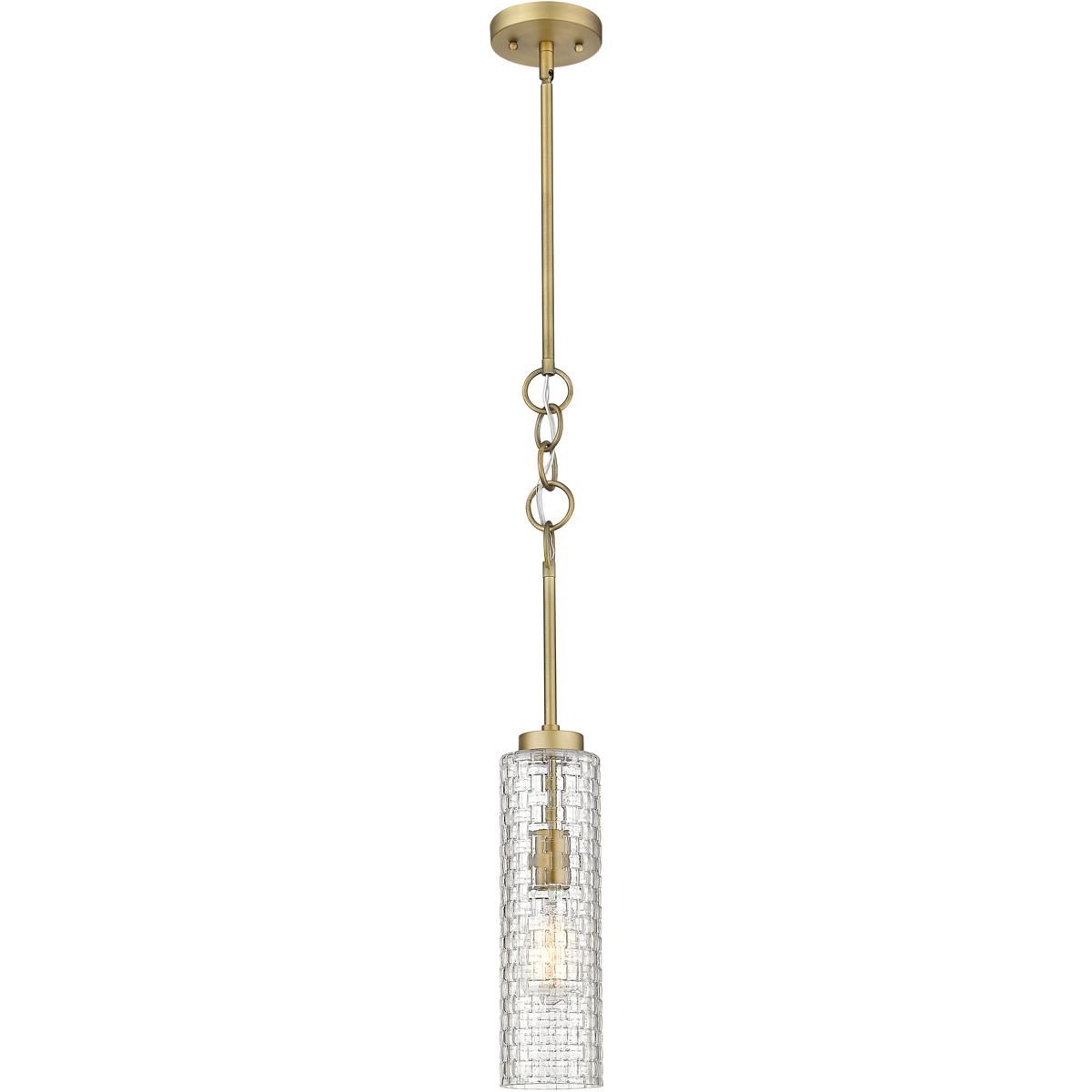 Innovations Lighting 380-1S-BB-G380-4CL-LED Wexford LED 4 inch Brushed Brass Mini Pendant Ceiling Light in Clear Basket Weave Glass