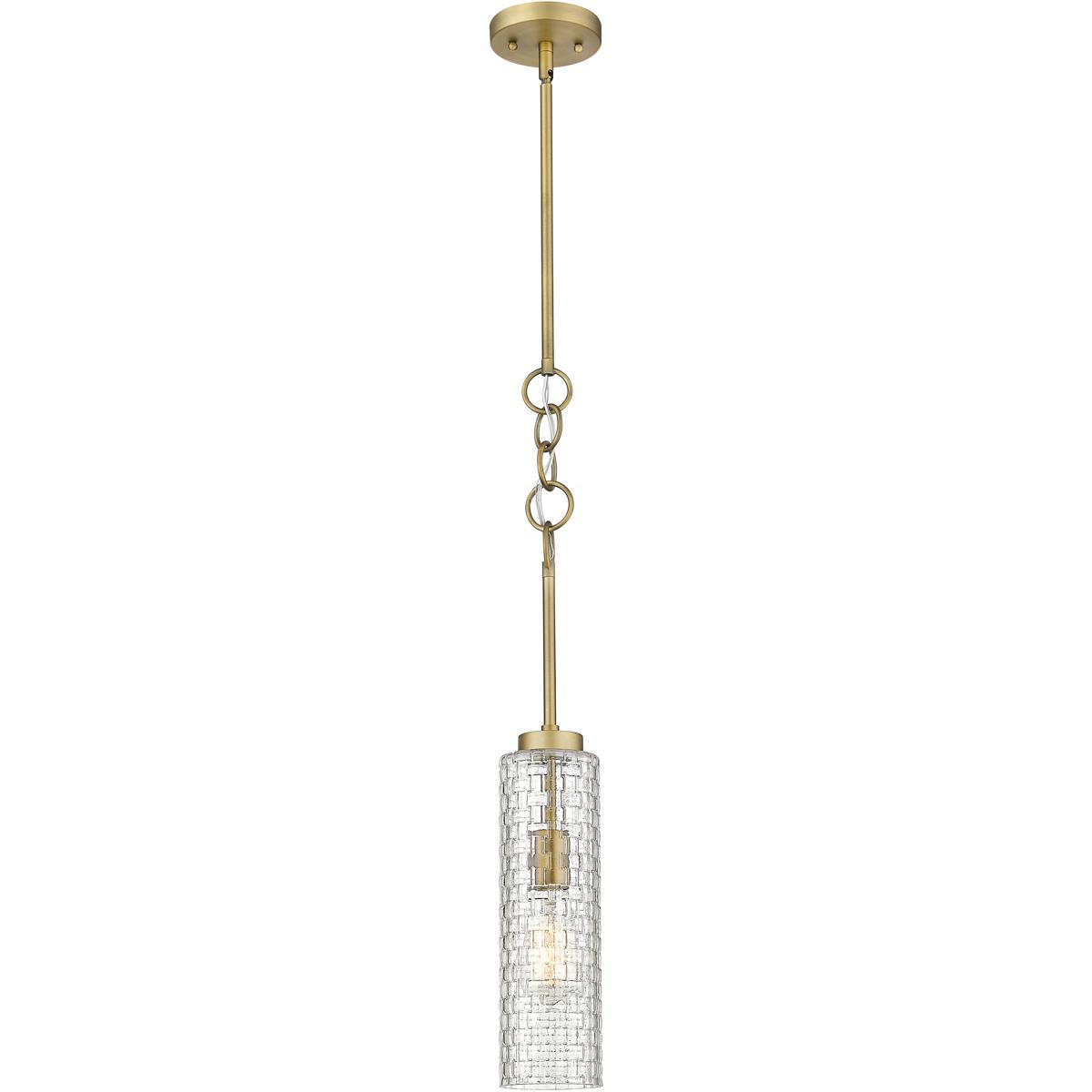 Innovations Lighting 380-1S-BB-G380-4CL Wexford 1 Light 4 inch Brushed Brass Mini Pendant Ceiling Light in Incandescent, Clear Basket Weave Glass