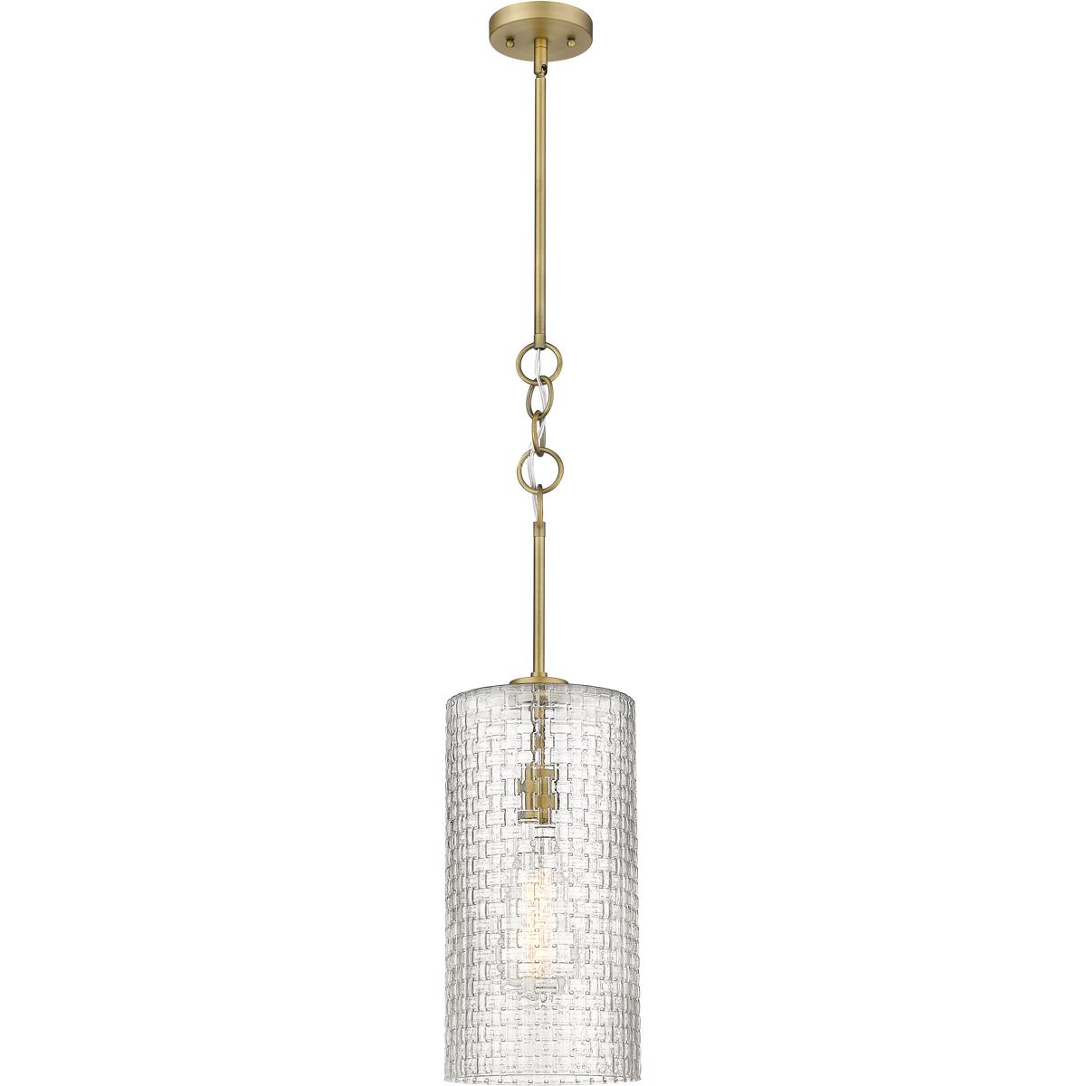 Innovations Lighting 380-1S-BB-G380-8CL Wexford 1 Light 8 inch Brushed Brass Mini Pendant Ceiling Light in Clear Basket Weave Glass