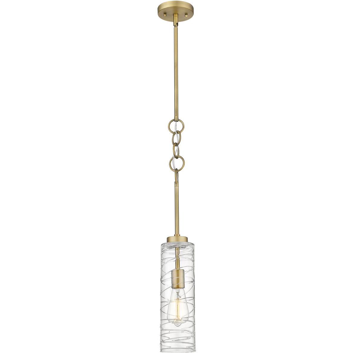 Innovations Lighting 380-1S-BB-G381-4CL-LED Wexford LED 4 inch Brushed Brass Mini Pendant Ceiling Light in Clear Deco Swirl