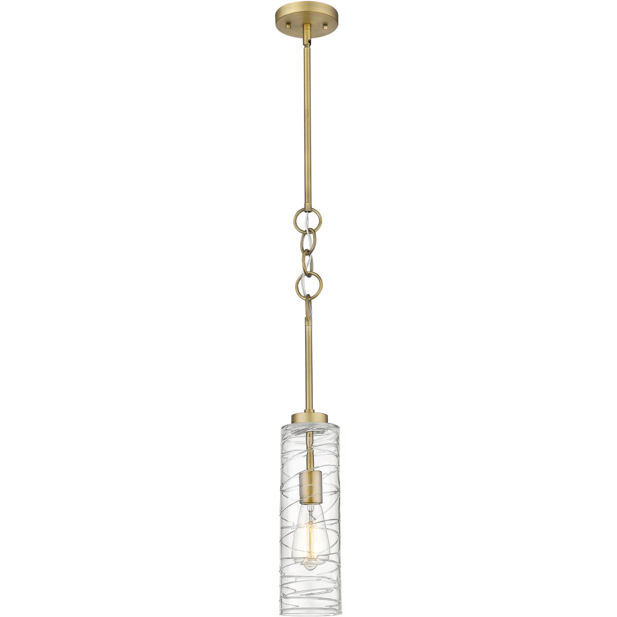 Innovations Lighting 380-1S-BB-G381-4CL Wexford 1 Light 4 inch Brushed Brass Mini Pendant Ceiling Light in Incandescent, Clear Deco Swirl
