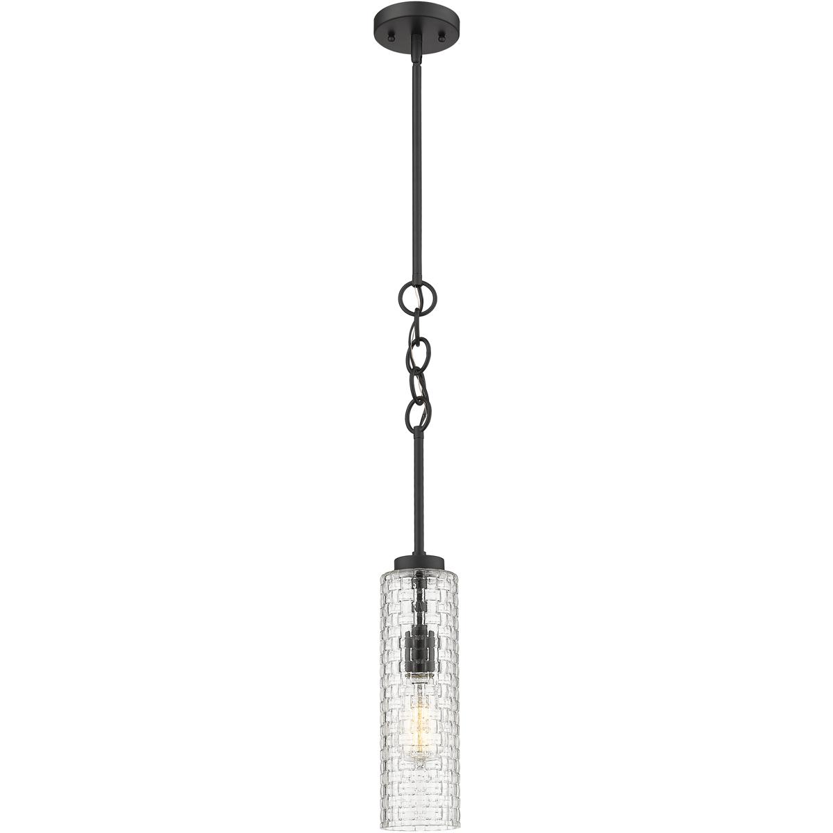 Innovations Lighting 380-1S-BK-G380-4CL-LED Wexford LED 4 inch Matte Black Mini Pendant Ceiling Light in Clear Basket Weave Glass
