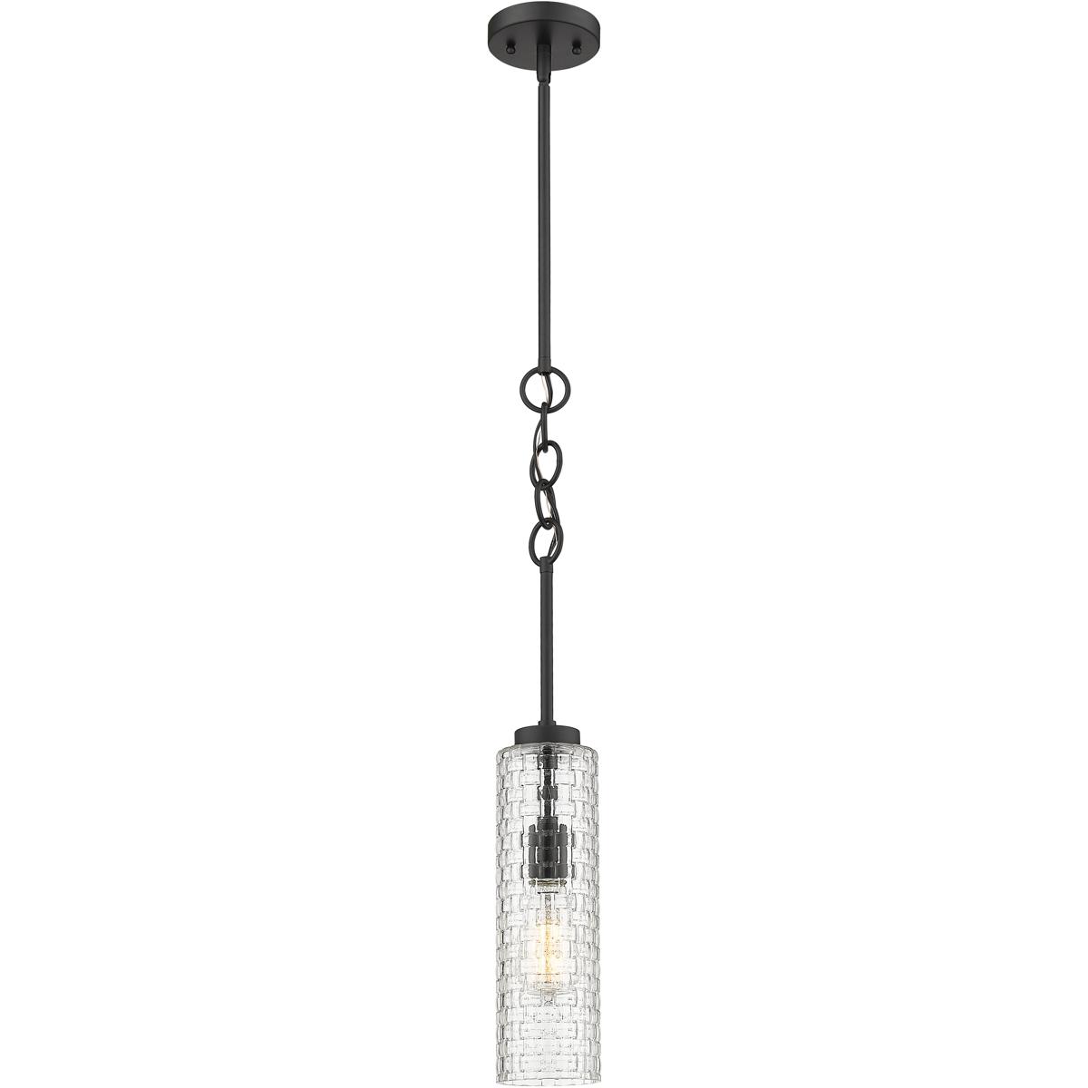 Innovations Lighting 380-1S-BK-G380-4CL Wexford 1 Light 4 inch Matte Black Mini Pendant Ceiling Light in Incandescent, Clear Basket Weave Glass