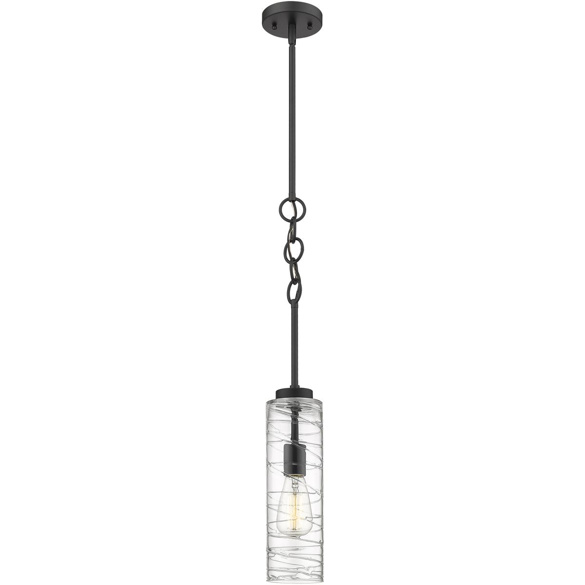 Innovations Lighting 380-1S-BK-G381-4CL Wexford 1 Light 4 inch Matte Black Mini Pendant Ceiling Light in Incandescent, Clear Deco Swirl