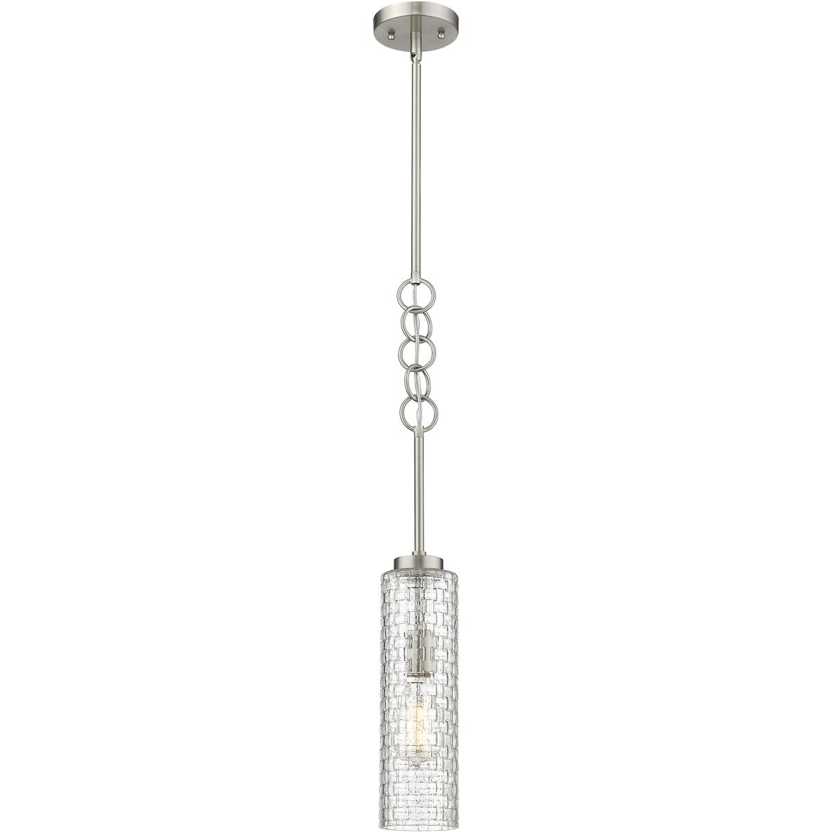 Innovations Lighting 380-1S-SN-G380-4CL-LED Wexford LED 4 inch Brushed Satin Nickel Mini Pendant Ceiling Light in Clear Basket Weave Glass