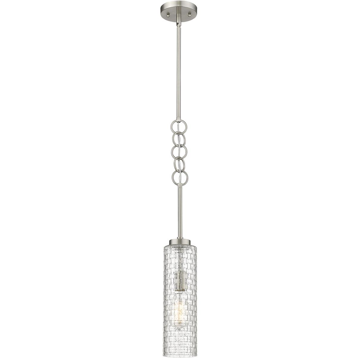 Innovations Lighting 380-1S-SN-G380-4CL Wexford 1 Light 4 inch Brushed Satin Nickel Mini Pendant Ceiling Light in Incandescent, Clear Basket Weave Gla