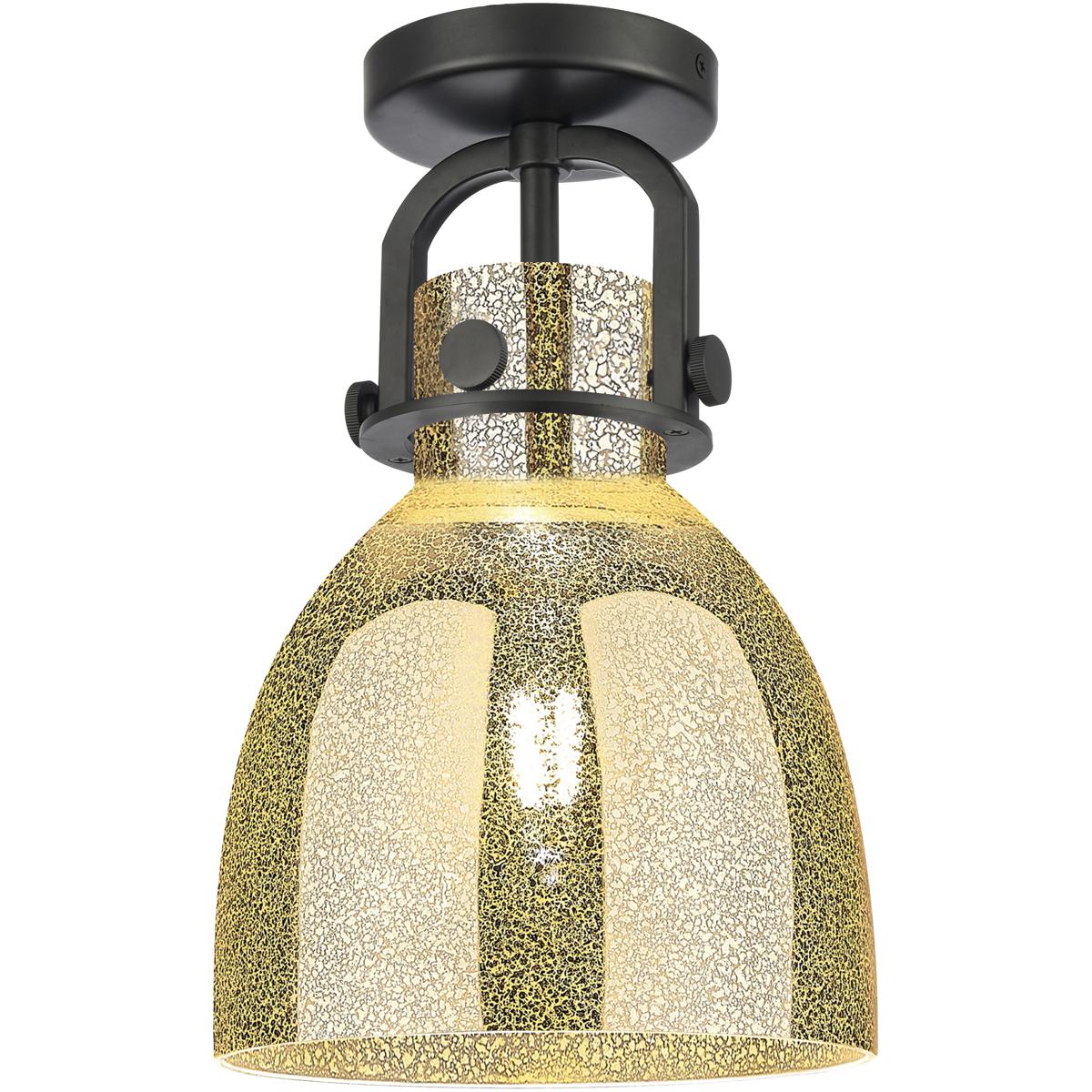 Innovations Lighting 410-1F-BK-G412-8ME Newton Bell 1 Light 8 inch Matte Black Flush Mount Ceiling Light in Mercury Glass