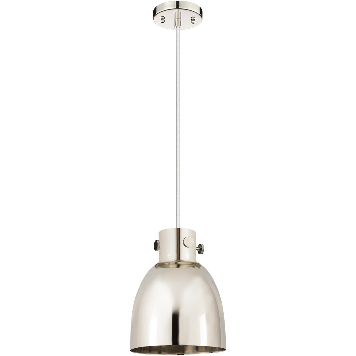 Innovations Lighting 410-1PS-PN-M412-8PN Newton Bell 1 Light 8 inch Polished Nickel Pendant Ceiling Light