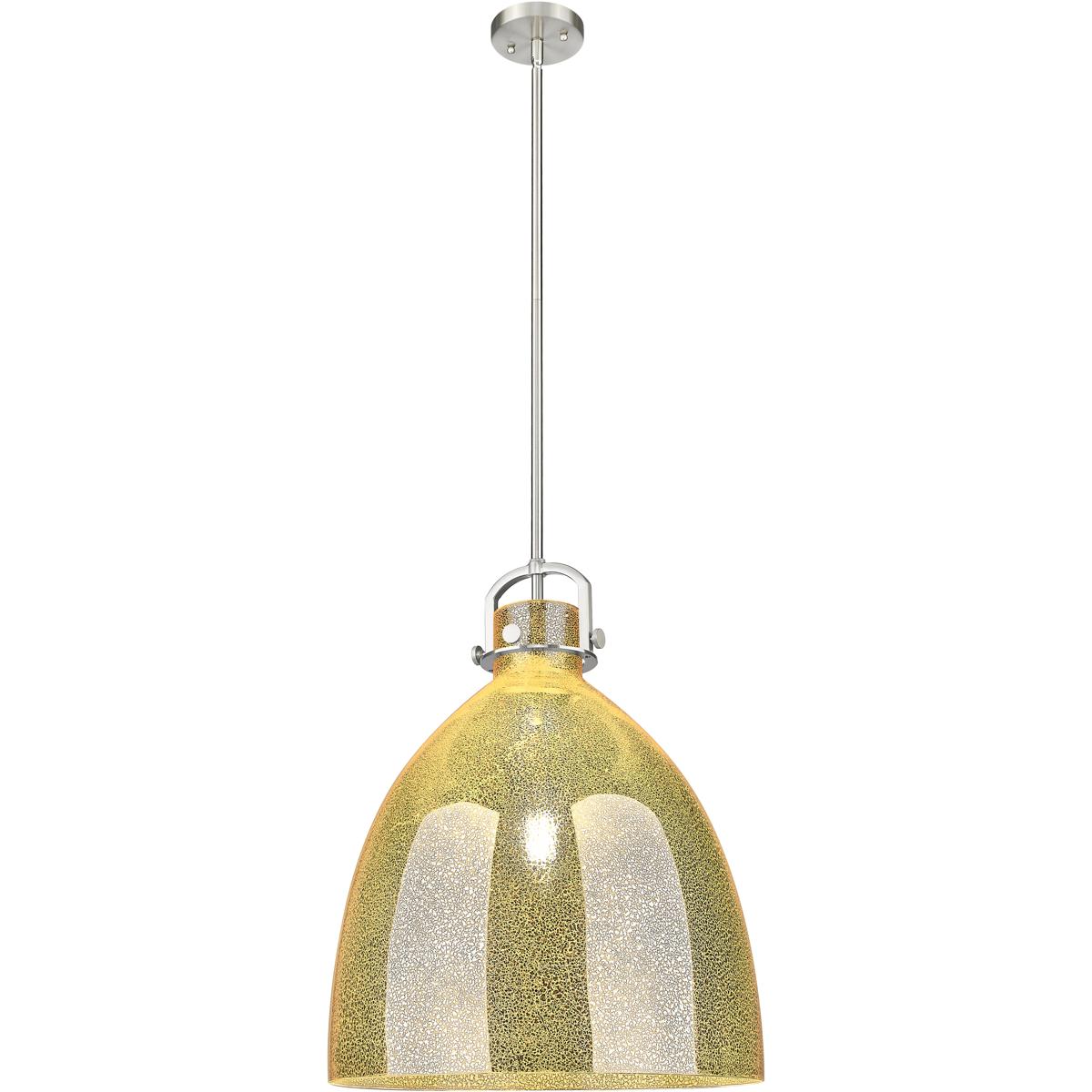 Innovations Lighting 410-1SL-SN-G412-18ME Newton Bell 1 Light 18 inch Satin Nickel Pendant Ceiling Light in Mercury Glass