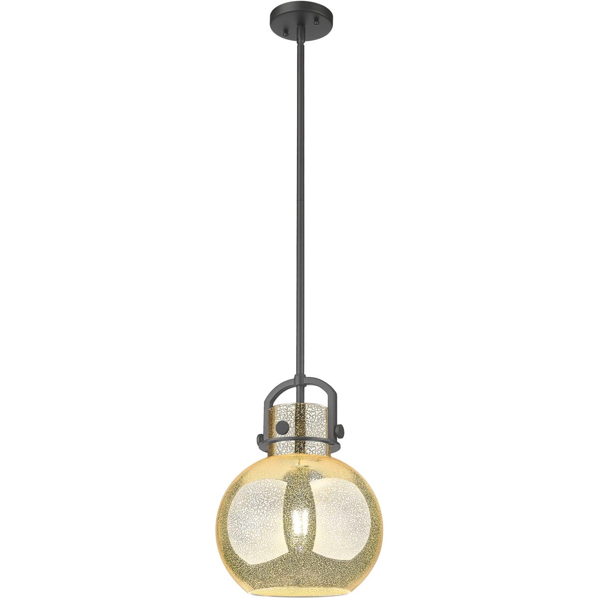 Innovations Lighting 410-1SM-BK-G410-10ME Newton Sphere 1 Light 10 inch Matte Black Mini Pendant Ceiling Light in Mercury Glass