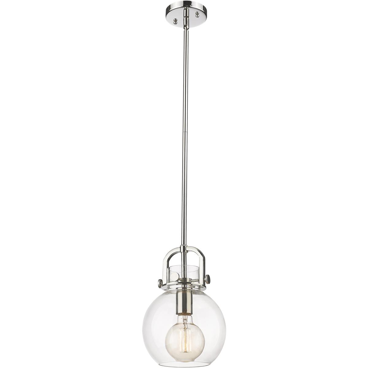 Innovations Lighting 410-1SS-PN-G410-8CL Newton Sphere 1 Light 8 inch Polished Nickel Mini Pendant Ceiling Light in Clear Glass