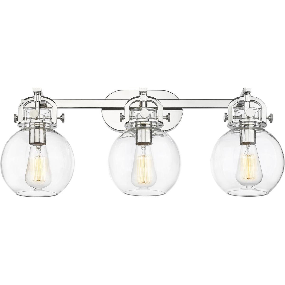 Innovations Lighting 410-3W-PN-G410-7CL Newton Sphere 3 Light 27 inch Polished Nickel Bath Vanity Light Wall Light in Clear Glass