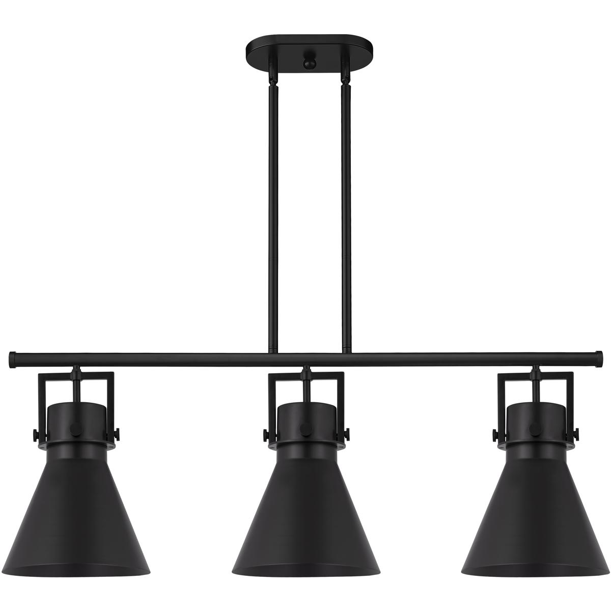 Innovations Lighting 411-3I-BK-M411-10BK Newton Cone 3 Light 42 inch Matte Black Island Light Ceiling Light