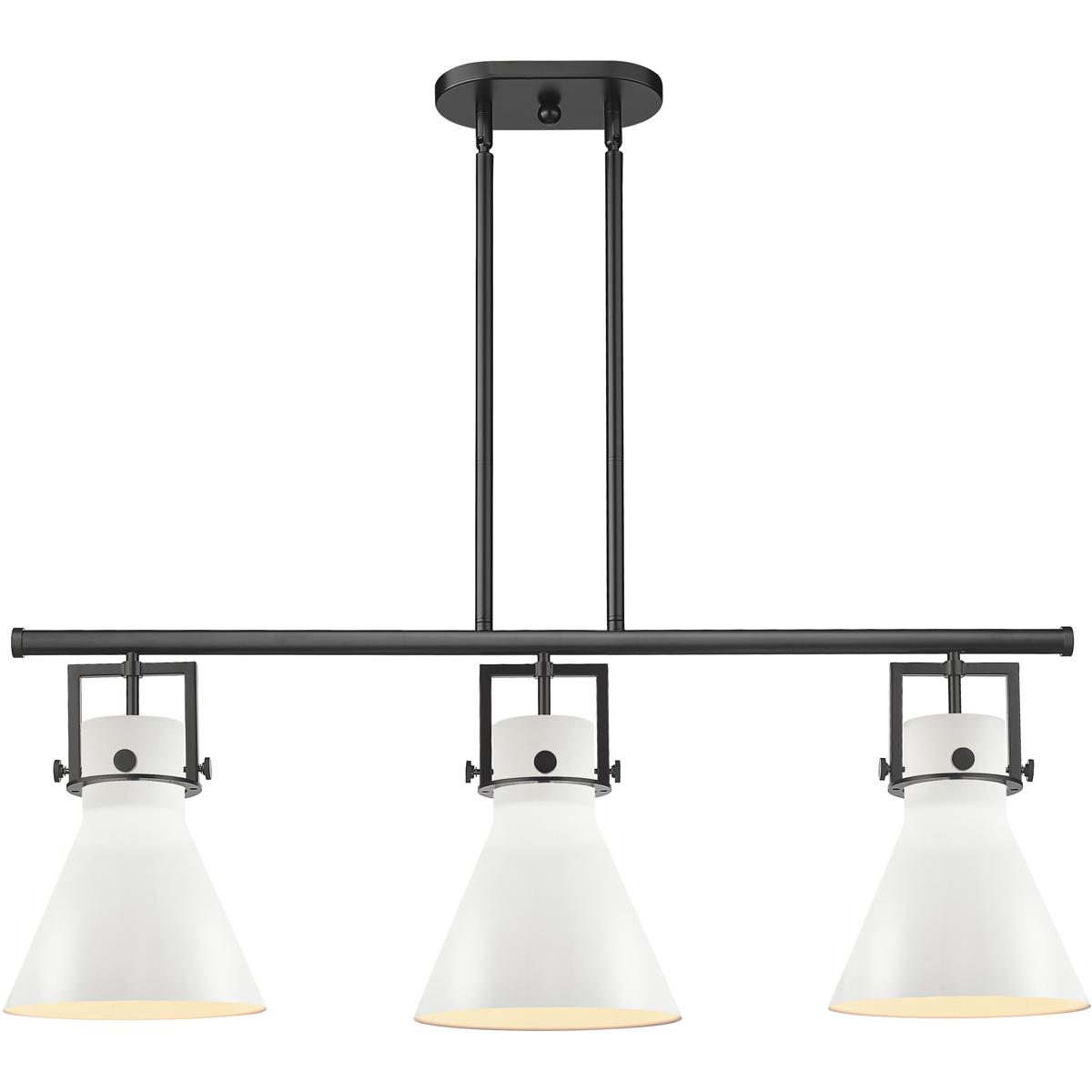 Innovations Lighting 411-3I-BK-M411-10W Newton Cone 3 Light 42 inch Matte Black Island Light Ceiling Light