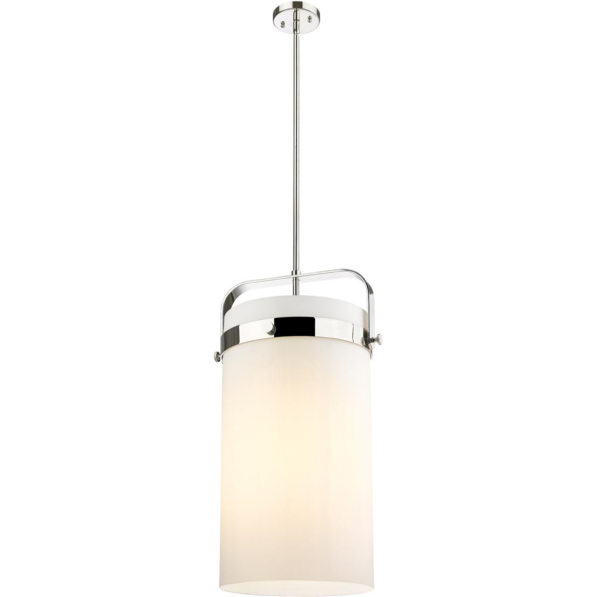 Innovations Lighting 413-4SL-PN-G413-4S-12WH Pilaster 4 Light 13.38 inch Polished Nickel Pendant Ceiling Light in Matte White Glass