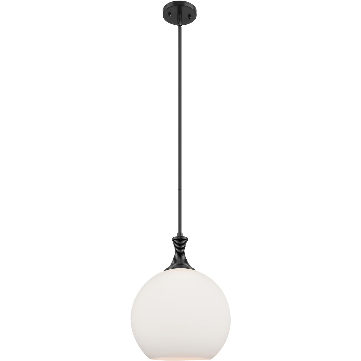 Innovations Lighting 415-1S-BK-G121-12 Astor 1 Light 12 inch Matte Black Mini Pendant Ceiling Light in Matte White Glass