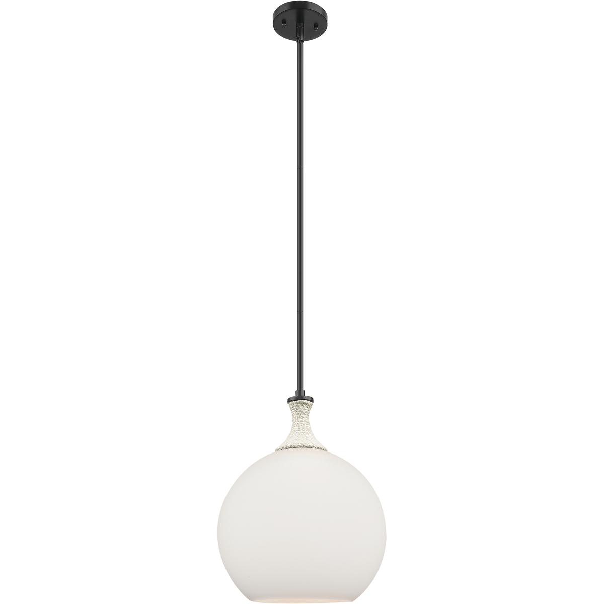 Innovations Lighting 415-1SR-BK-G121-12 Astor 1 Light 12 inch Matte Black Mini Pendant Ceiling Light in Matte White Glass