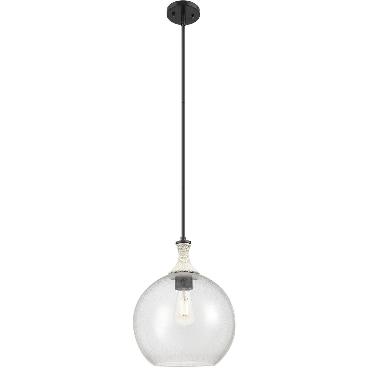 Innovations Lighting 415-1SR-BK-G124-12 Astor 1 Light 12 inch Matte Black Mini Pendant Ceiling Light in Seedy Glass