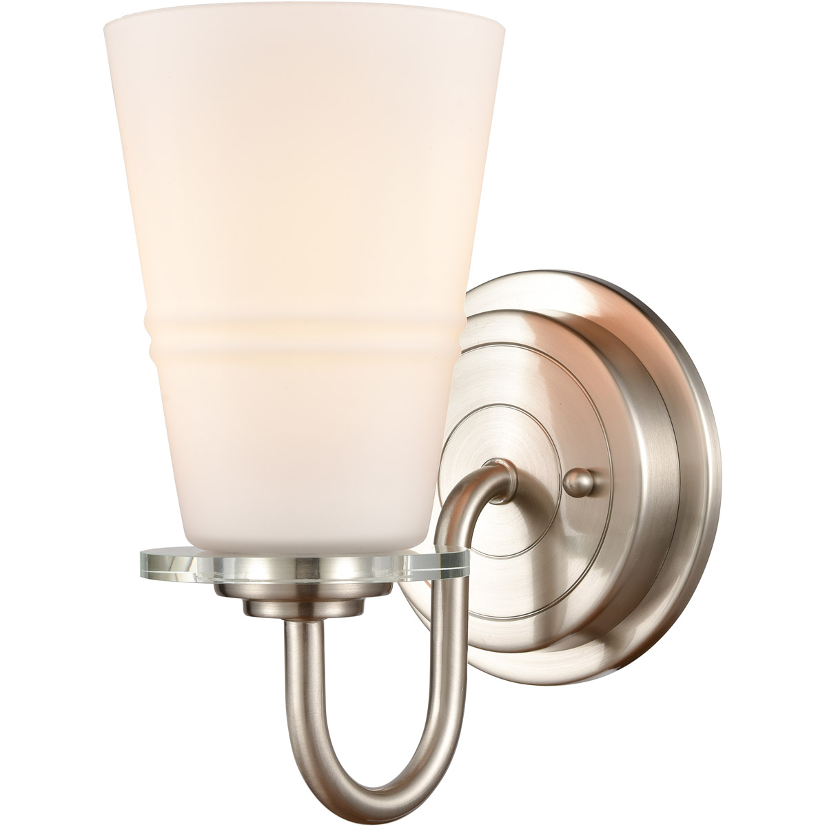 Innovations Lighting 421-1W-SN-W-LED Scarlett LED 5 inch Satin Nickel Bath Vanity Light Wall Light in White Glass
