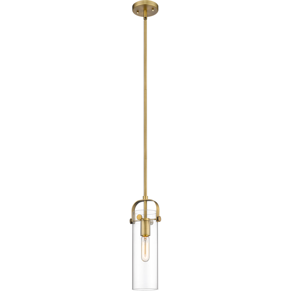 Innovations Lighting 423-1S-BB-4CL Restoration Pilaster 1 Light 5 inch Brushed Brass Mini Pendant Ceiling Light