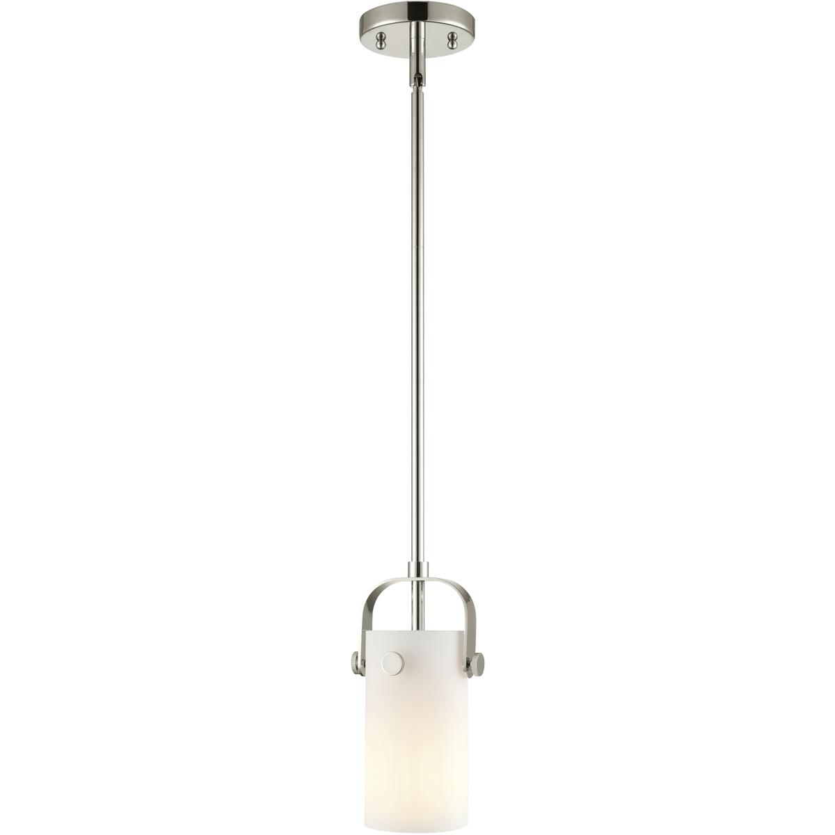 Innovations Lighting 423-1S-PN-G423-7WH Pilaster II Cylinder 1 Light 5 inch Polished Nickel Pendant Ceiling Light in Matte White Glass