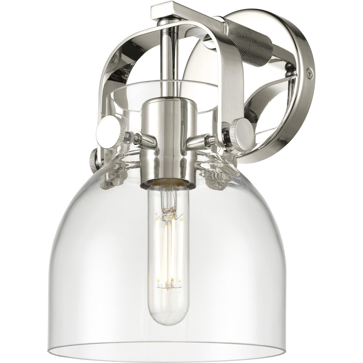 Innovations Lighting Bruno Marashlian Pilaster II Bell 10 Inch Wall Sconce Pilaster II Bell - 423-1W-PN-G412-6CL - Industrial