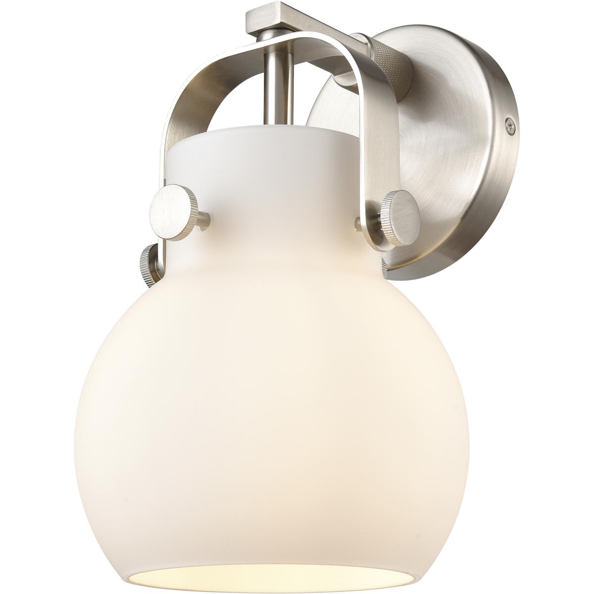 Innovations Lighting 423-1W-SN-G410-6WH Pilaster II Sphere Sconce Wall Light in Satin Nickel, Matte White Glass