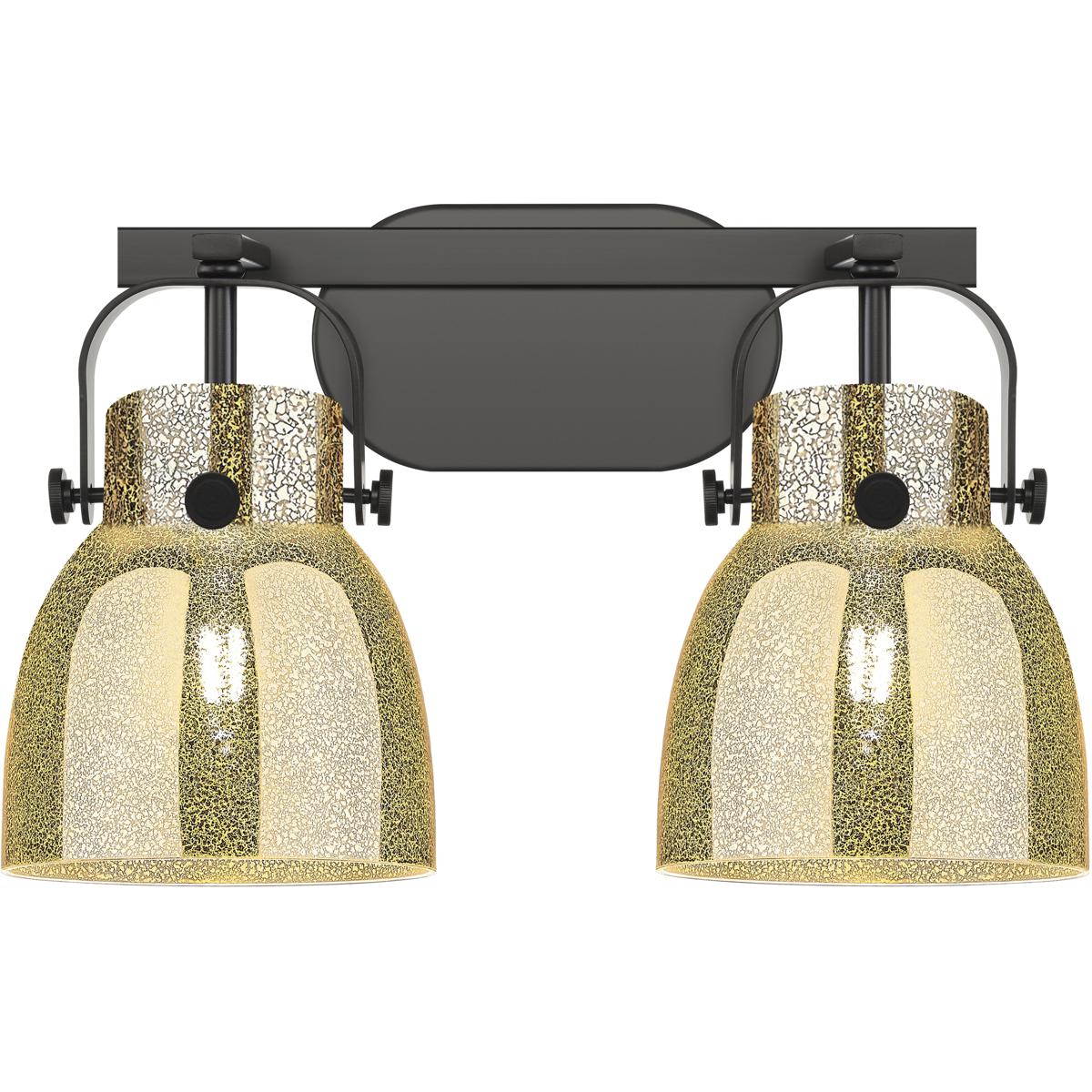 Innovations Lighting 423-2W-BK-G412-6ME Pilaster II Bell 2 Light 17 inch Matte Black Bath Vanity Light Wall Light in Mercury Glass