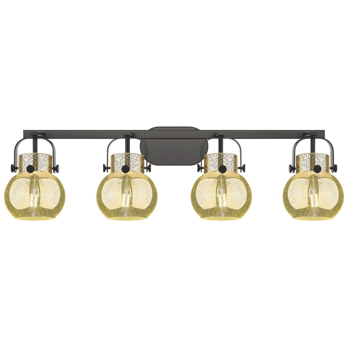 Innovations Lighting 423-4W-BK-G410-6ME Pilaster II Sphere 4 Light 36.5 inch Matte Black Bath Vanity Light Wall Light in Mercury Glass