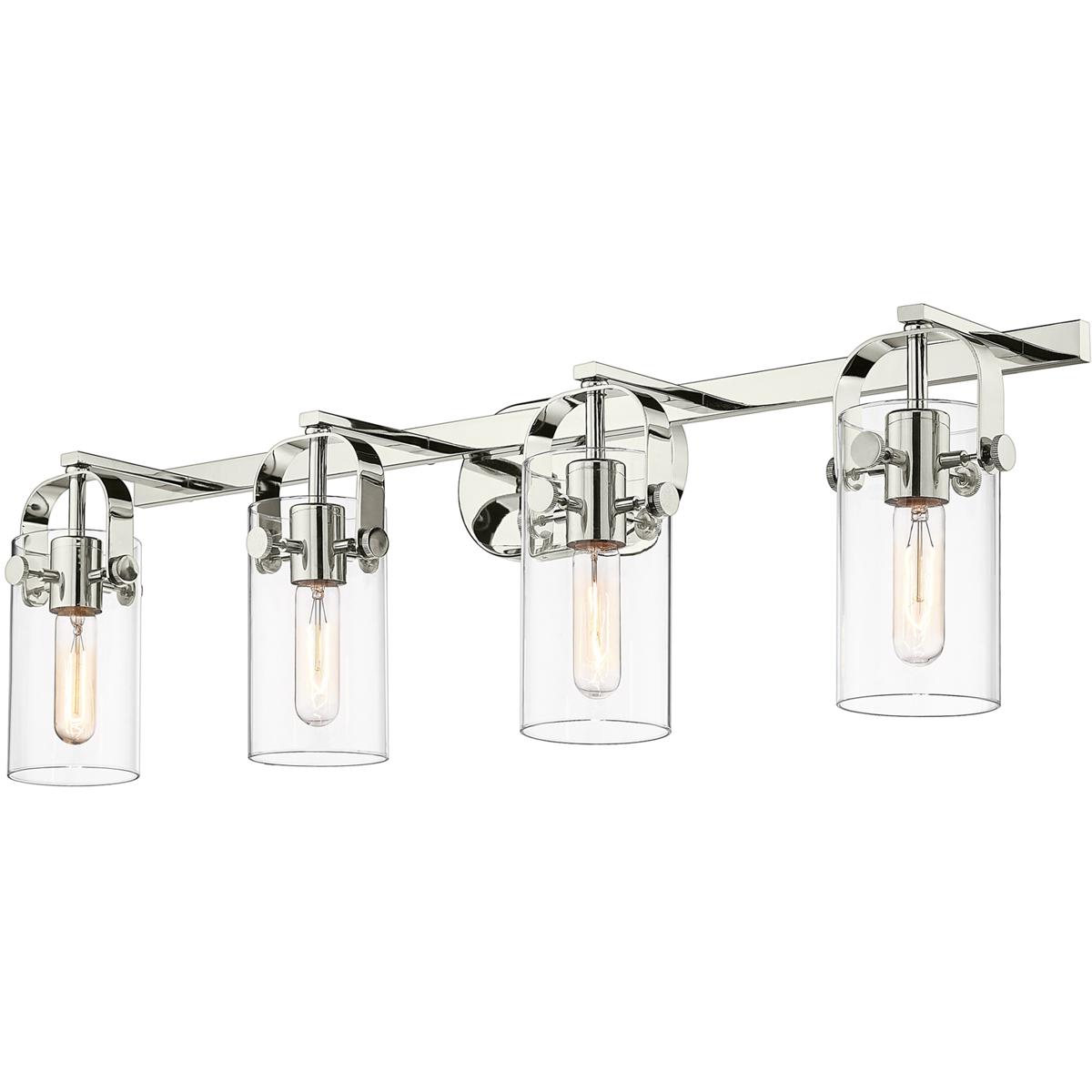 Innovations Lighting 423-4W-PN-G423-7CL Pilaster II Cylinder 4 Light 34.88 inch Polished Nickel Bath Vanity Light Wall Light in Clear Glass