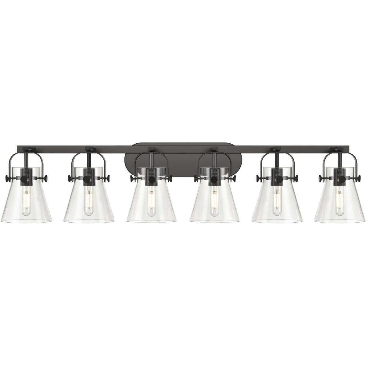Innovations Lighting Bruno Marashlian Pilaster II Cone 46 Inch Bath Vanity Light Pilaster II Cone - 423-6W-BK-G411-6CL - Industrial