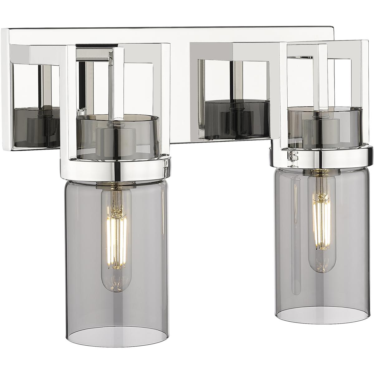 Innovations Lighting 426-2W-PN-G426-8SM Utopia 2 Light 15 inch Polished Nickel Bath Vanity Light Wall Light in Plated Smoke Glass