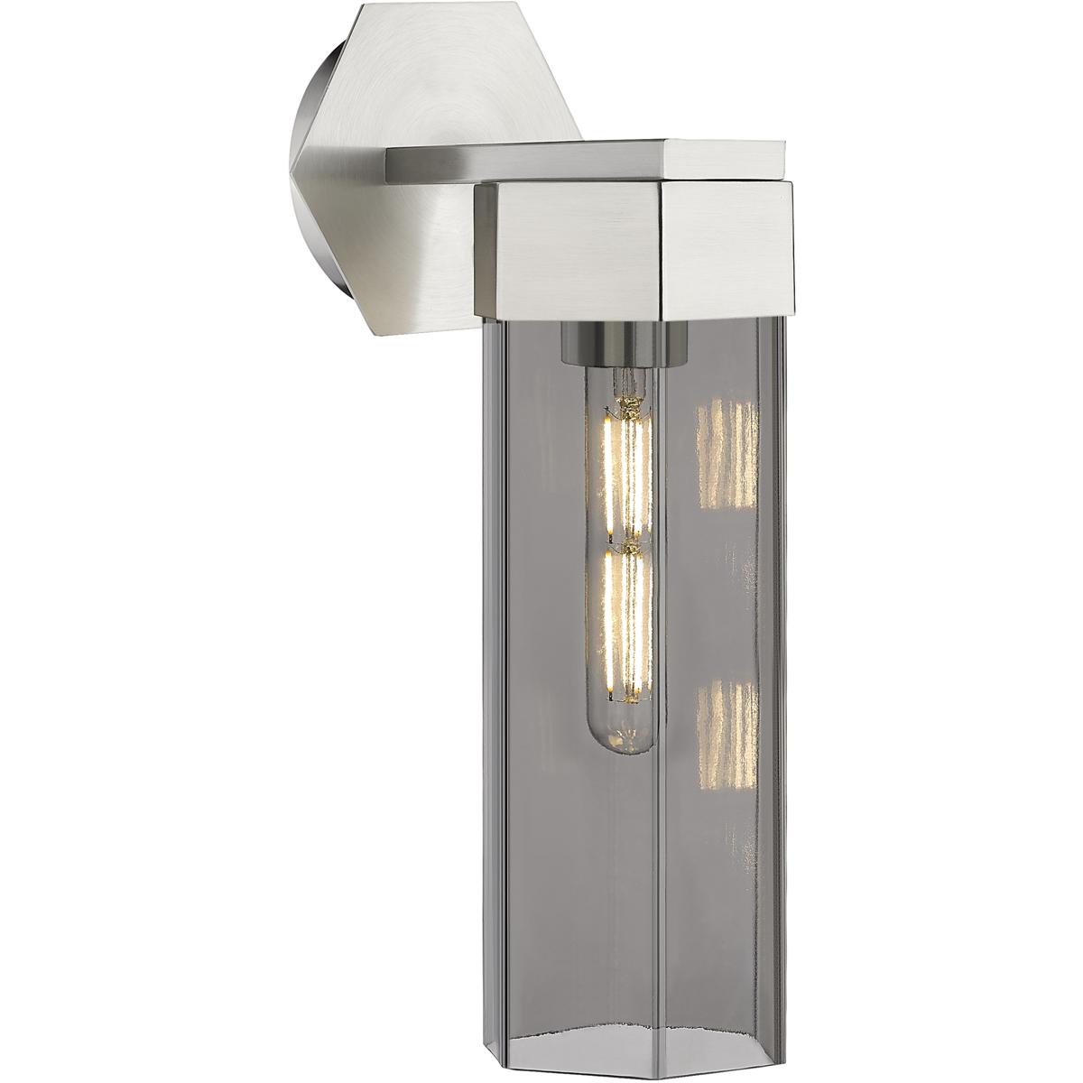 Innovations Lighting 427-1W-SN-G427-14SM Claverack 1 Light 5 inch Satin Nickel Sconce Wall Light in Plated Smoke Glass
