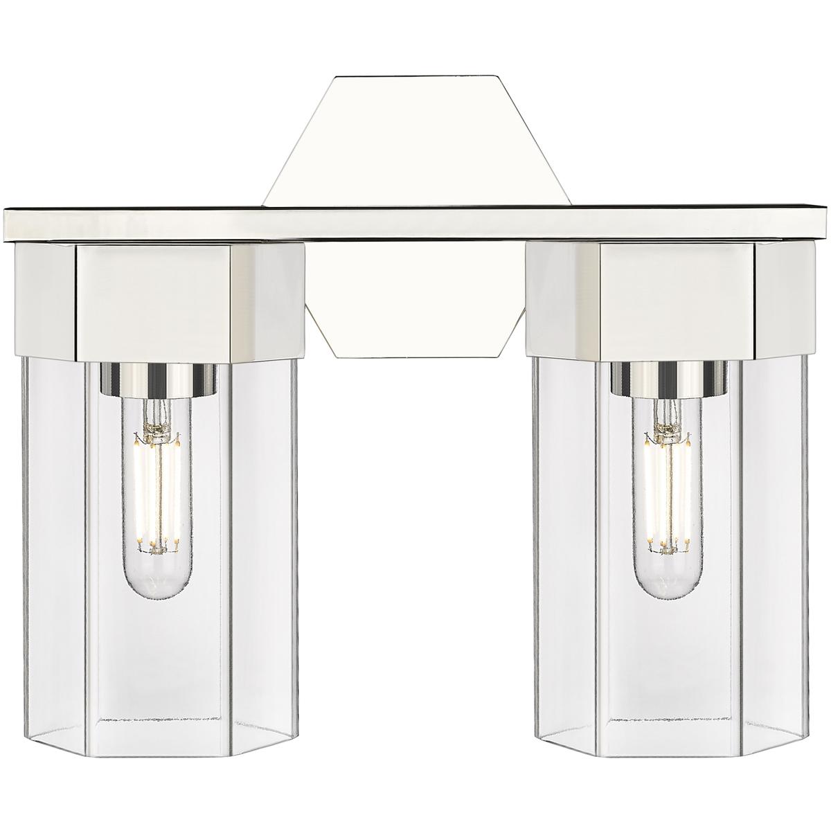 Innovations Lighting 427-2W-PN-G427-9CL Claverack 2 Light 13.63 inch Polished Nickel Bath Vanity Lig