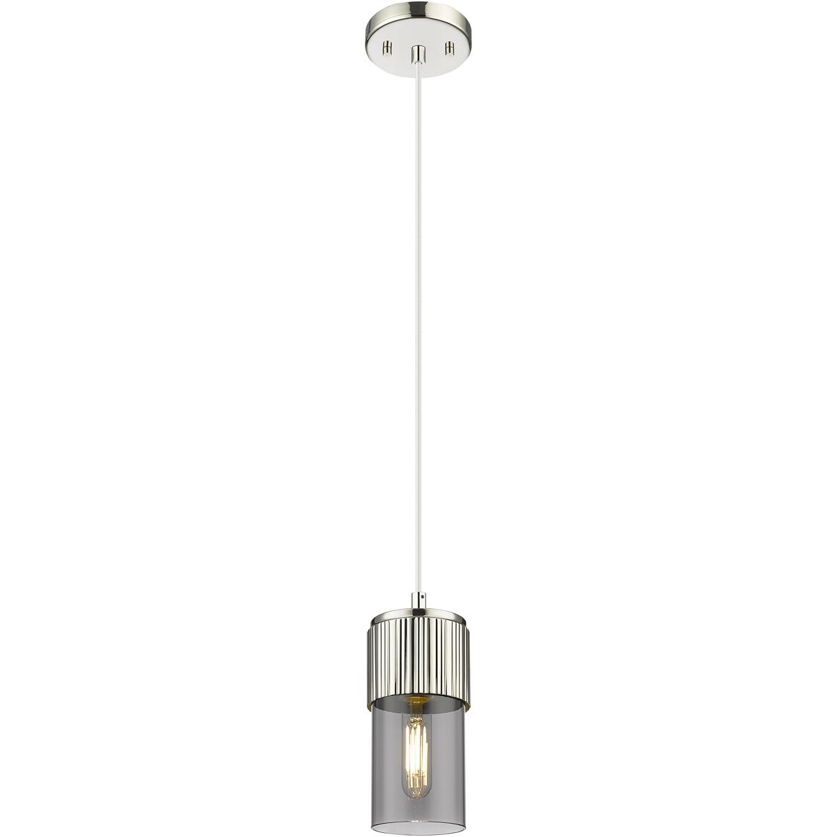 Innovations Lighting 428-1P-PN-G428-7SM Downtown Urban Bolivar 1 Light 4.75 inch Polished Nickel Pendant Ceiling Light in Light Smoke Glass