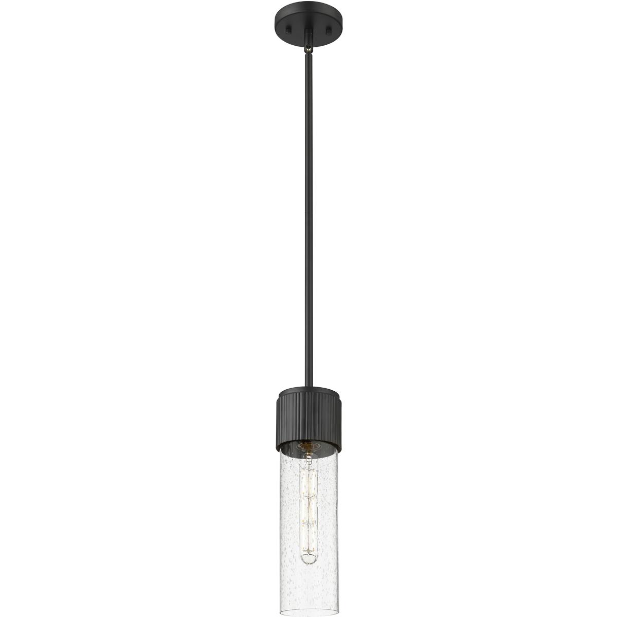 Innovations Lighting 428-1S-BK-G428-12SDY Bolivar 1 Light 4 inch Matte Black Pendant Ceiling Light in Seedy Glass