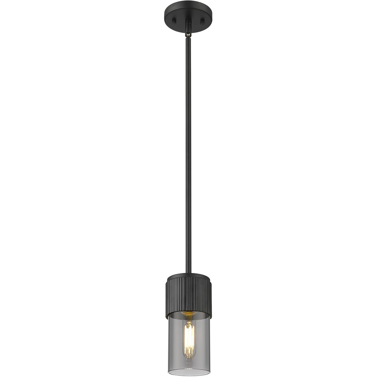 Innovations Lighting 428-1S-BK-G428-7SM Bolivar 1 Light 4 inch Matte Black Pendant Ceiling Light in Plated Smoke Glass