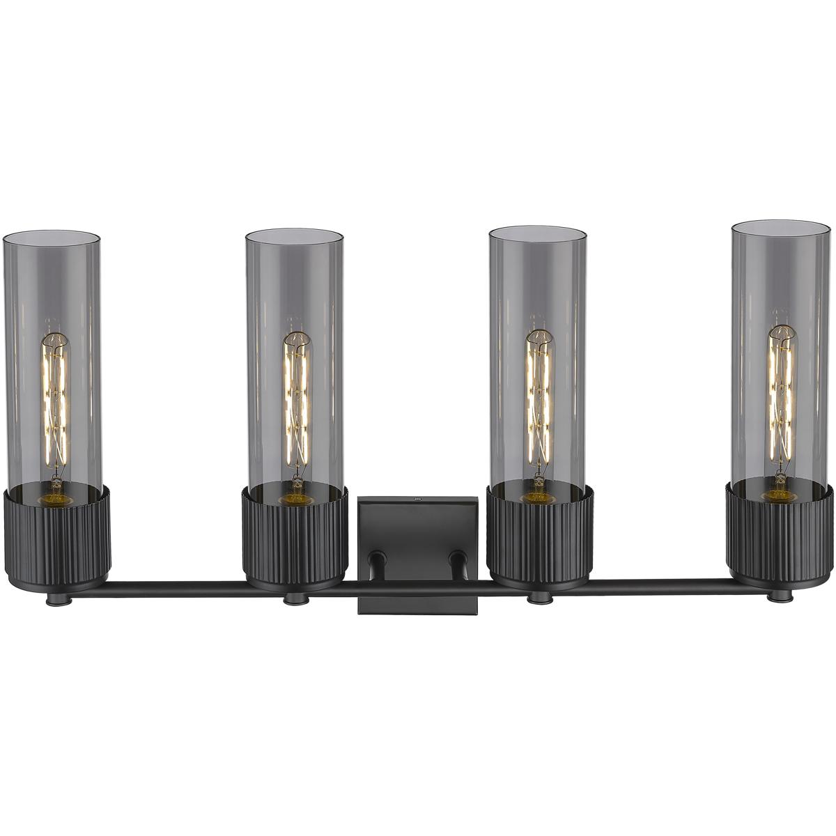 Innovations Lighting 428-4W-BK-G428-12SM Bolivar 4 Light 31 inch Matte Black Bath Vanity Light Wall Light in Light Smoke Glass