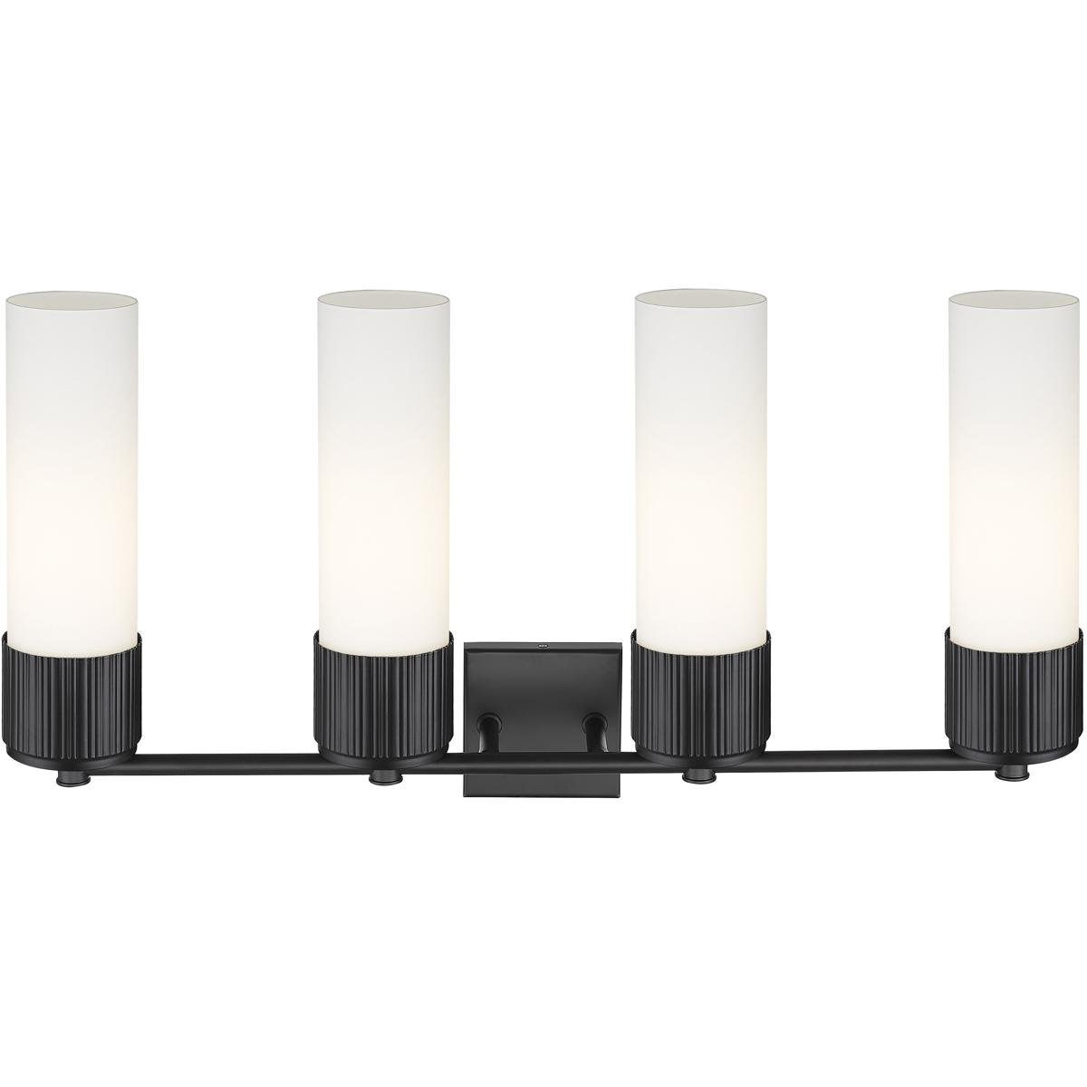 Innovations Lighting 428-4W-BK-G428-12WH Bolivar 4 Light 31 inch Matte Black Bath Vanity Light Wall Light in Matte White Glass