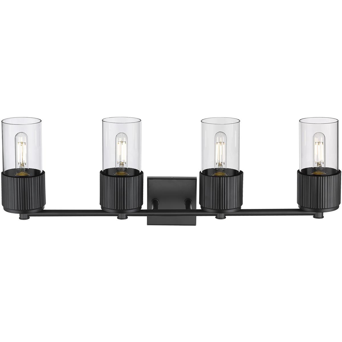 Innovations Lighting 428-4W-BK-G428-7CL Bolivar 4 Light 31 inch Matte Black Bath Vanity Light Wall Light in Clear Glass