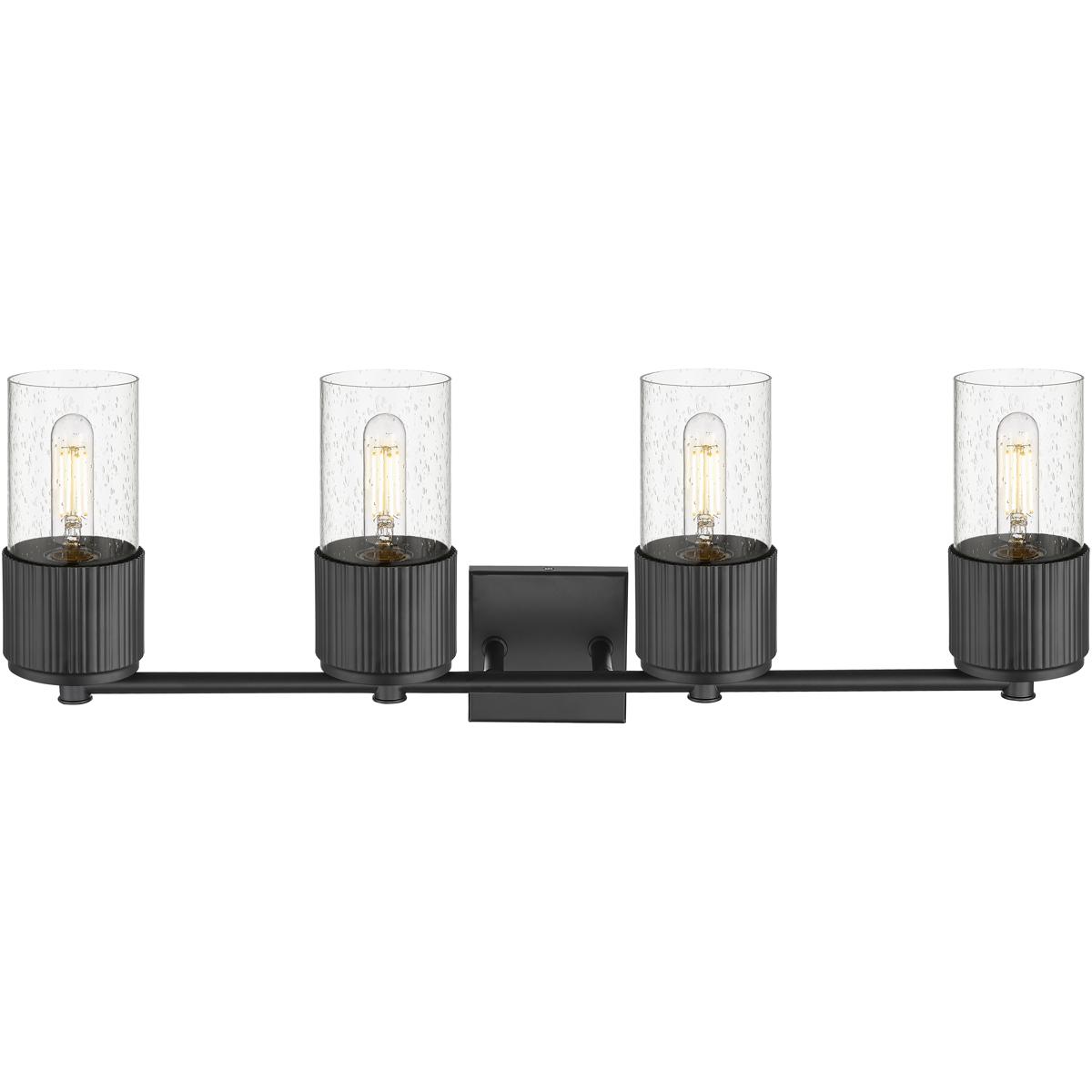 Innovations Lighting 428-4W-BK-G428-7SDY Bolivar 4 Light 31 inch Matte Black Bath Vanity Light Wall Light in Seedy Glass