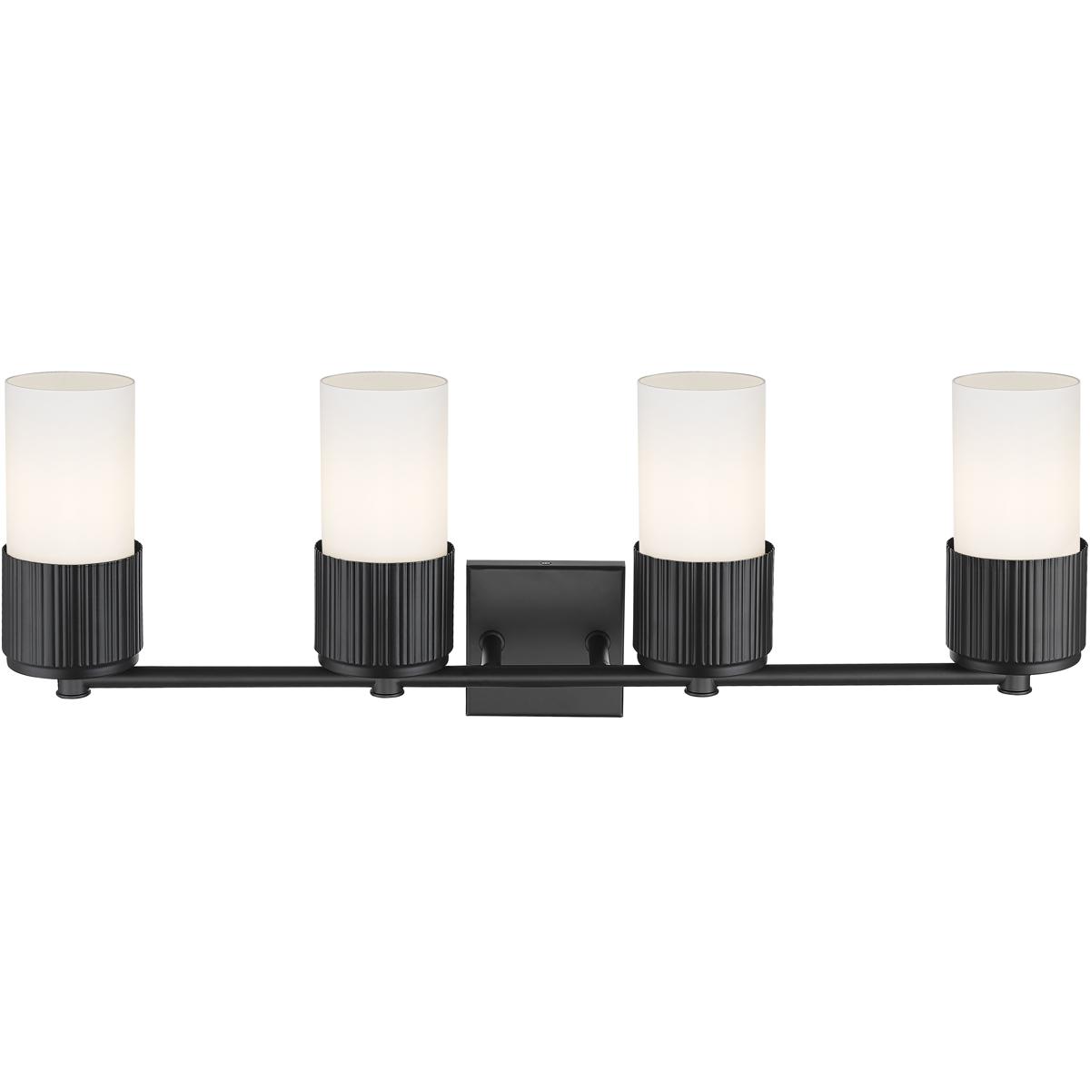 Innovations Lighting 428-4W-BK-G428-7WH Bolivar 4 Light 31 inch Matte Black Bath Vanity Light Wall Light in Matte White Glass