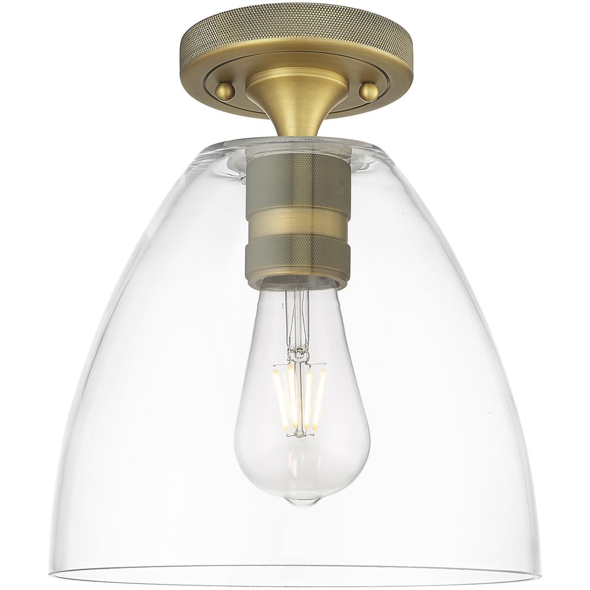 Innovations Lighting 434-1F-BB-GBD-92 Crown Point 1 Light 9 inch Brushed Brass Flush Mount Ceiling Light in Clear Glass