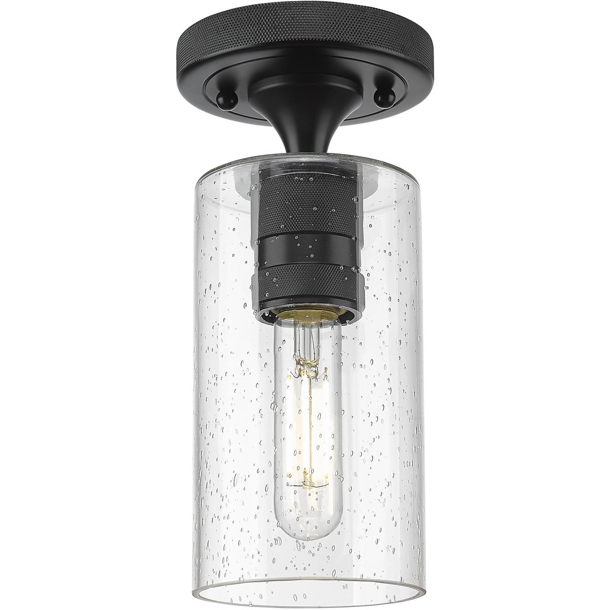 Innovations Lighting 434-1F-BK-G434-7SDY Downtown Urban Crown Point 1 Light 3.88 inch Matte Black Flush Mount Ceiling Light in Seedy