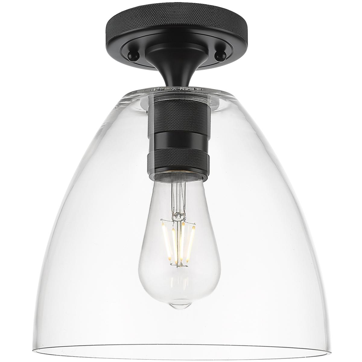 Innovations Lighting 434-1F-BK-GBD-92 Crown Point 1 Light 9 inch Matte Black Flush Mount Ceiling Light in Clear Glass