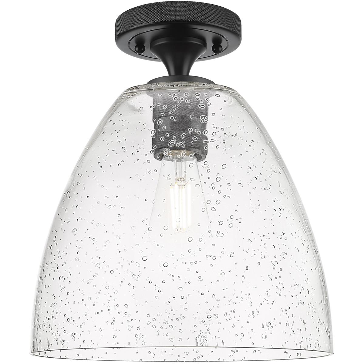 Innovations Lighting 434-1F-BK-GBD-94 Crown Point 1 Light 9 inch Matte Black Flush Mount Ceiling Light in Seedy Glass