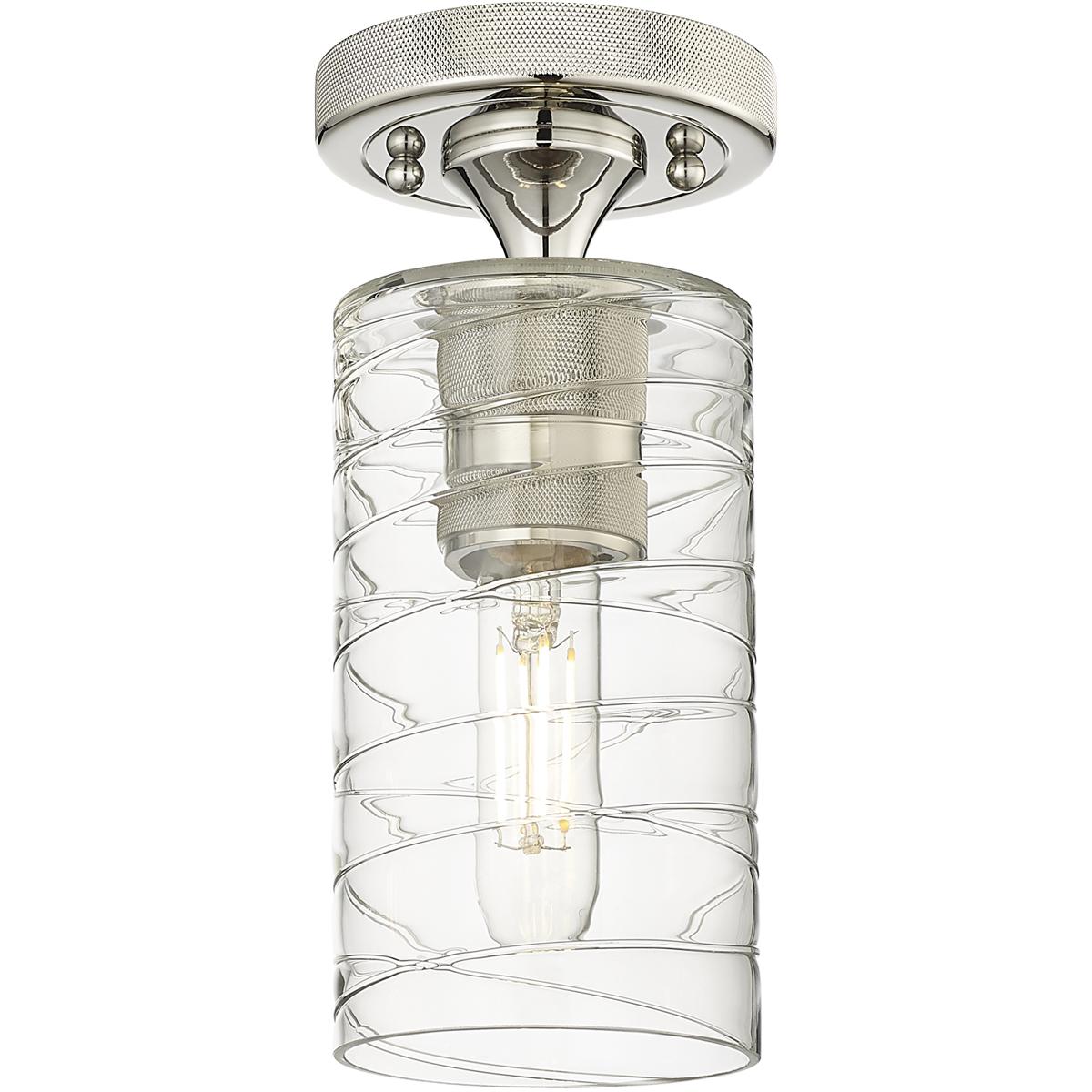 Innovations Lighting 434-1F-PN-G434-7DE Downtown Urban Crown Point 1 Light 3.88 inch Polished Nickel Flush Mount Ceiling Light in Deco Swirl