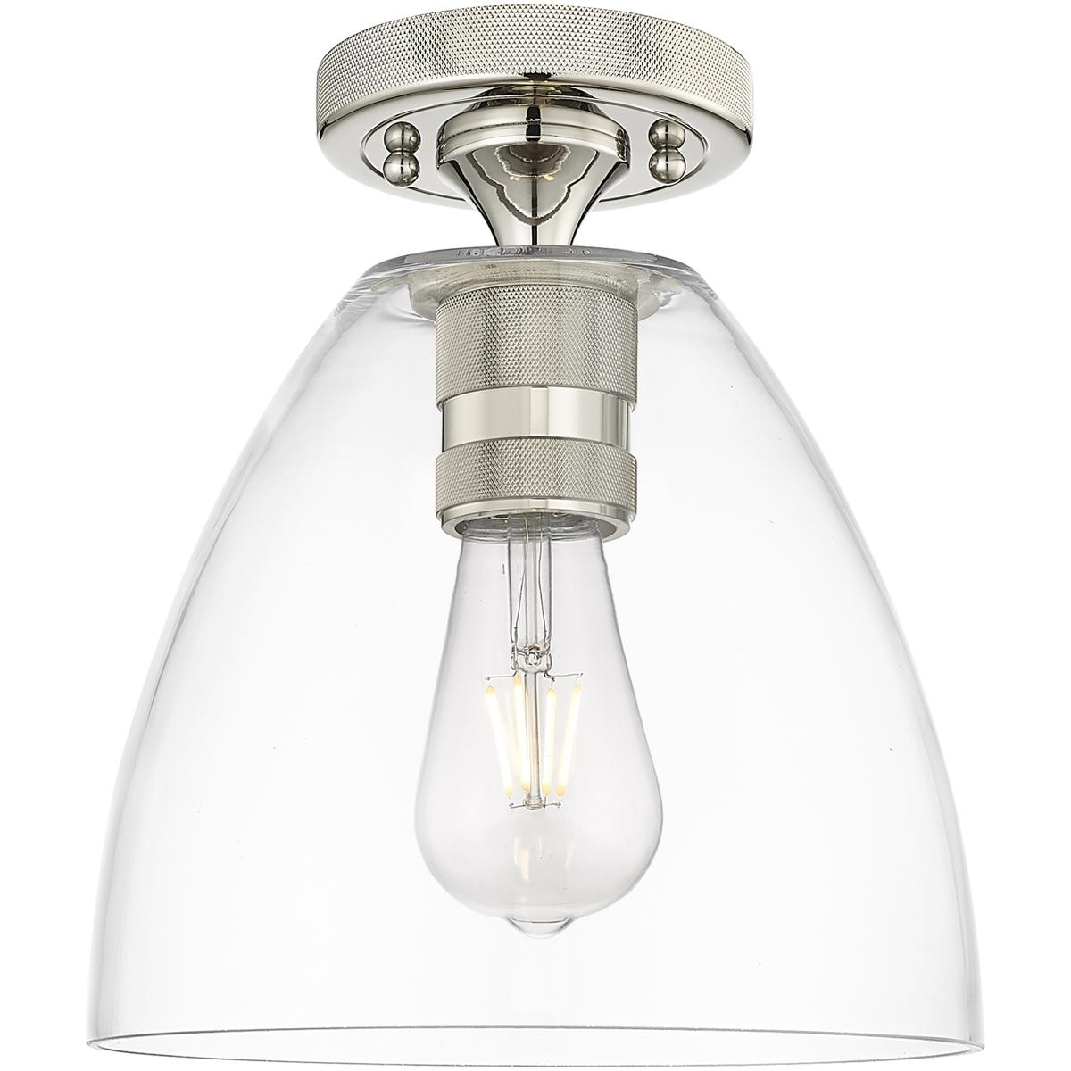 Innovations Lighting 434-1F-PN-GBD-92 Crown Point 1 Light 9 inch Polished Nickel Flush Mount Ceiling Light in Clear Glass