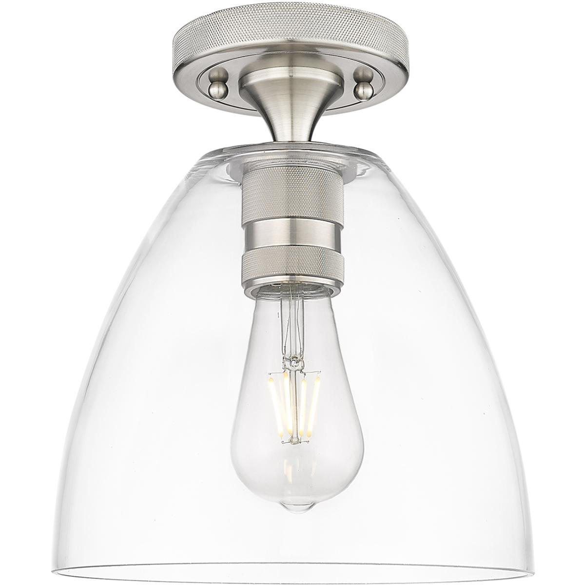 Innovations Lighting 434-1F-SN-GBD-92 Crown Point 1 Light 9 inch Satin Nickel Flush Mount Ceiling Light in Clear Glass