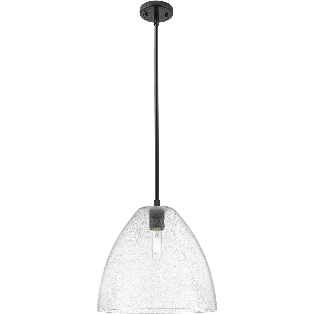 Innovations Lighting 434-1S-BK-GBD-124 Crown Point 1 Light 12 inch Matte Black Pendant Ceiling Light in Seedy Glass
